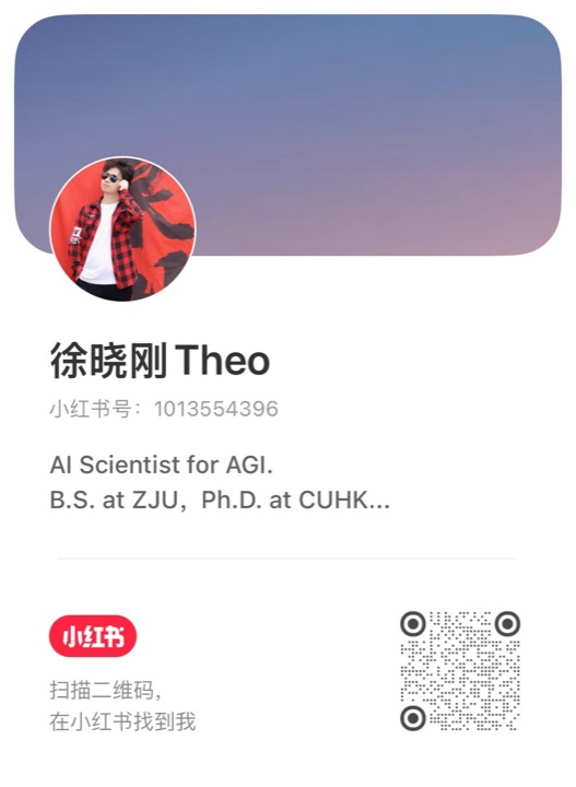 Xiaogang Xu — RedNote (小红书) card with QR code